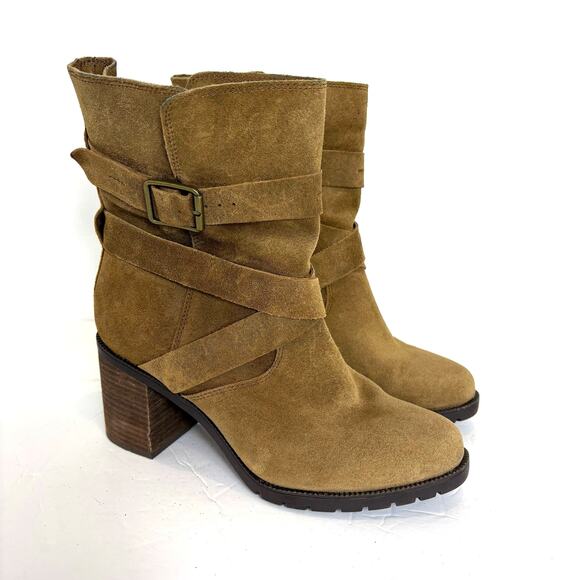 Clarks - Artisan Malvet Doris Brown Suede Mid-Calf Heeled Boots - Women's 7.5 - Picture 2 of 10